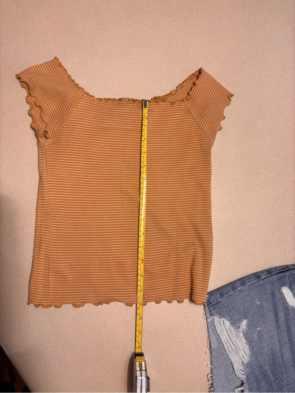 Striped Short Sleeve Ribbed Top